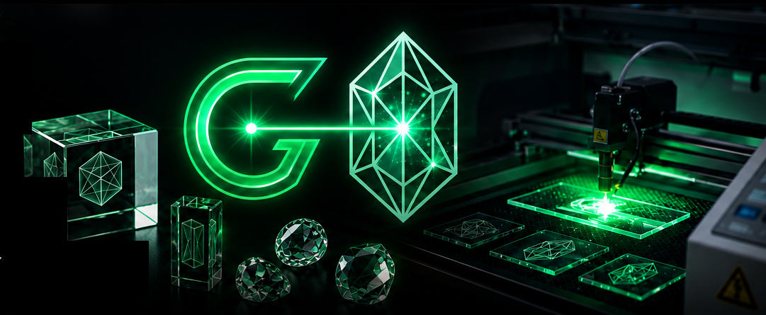 3D crystals, Genesis G mark and laser engraving machine